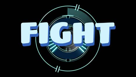 Animation-of-fight-text-over-scope-scanning-on-black-background