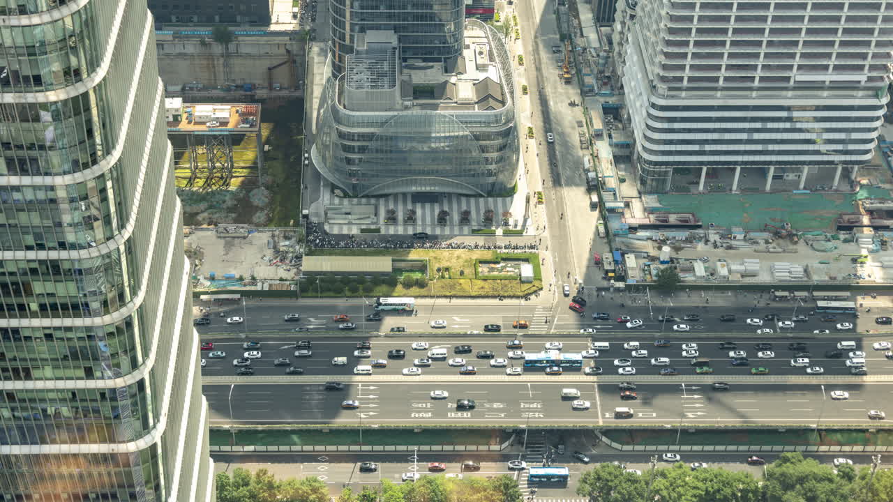 Timelapse of the Beijing city skyline from a high vantage point