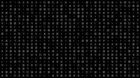 random binary code in numbers looping hud ui screen, cypher, binary or program source code technological background 4k