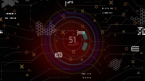 animation of interface with data processing against increasing percentage over round scanner