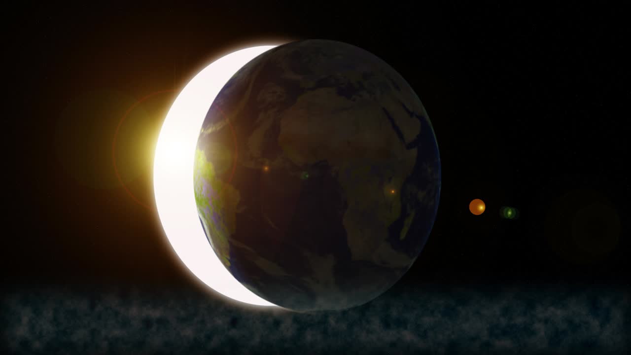 태양과 우주와 함께 회전하는 지구