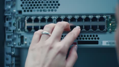 technician installing network hardware