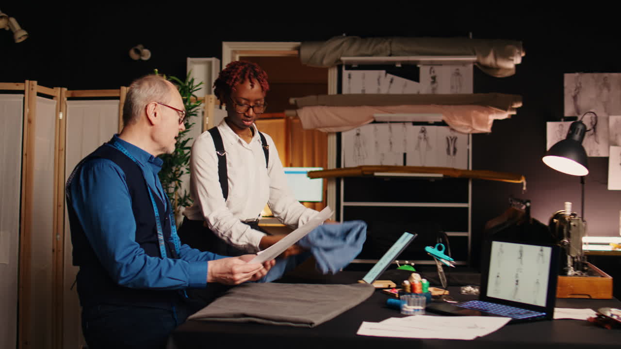 타일러와 학생이 디자인을 선택합니다.