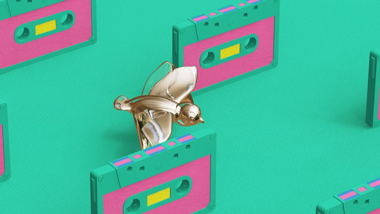 Arte 3D minimale. Oggetti animati ed eleganti in uno spazio dal design geometrico. Combinazione di colori di tendenza, animazione in loop, video 4K.