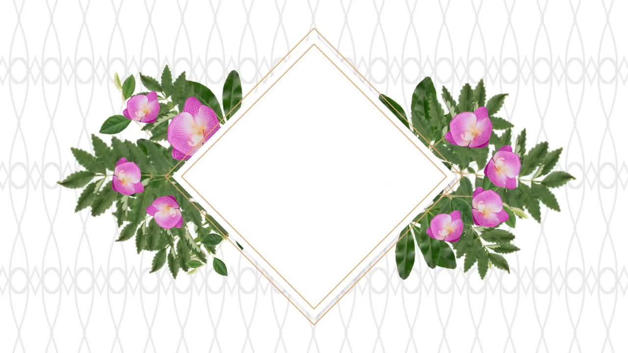 Photo frame for copy space with decorative pink flowers