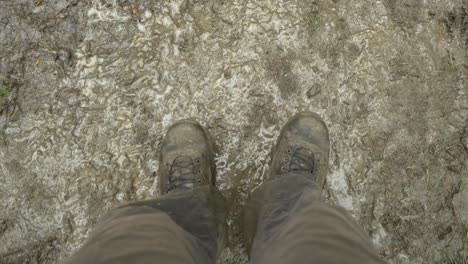 person walking on a rocky path