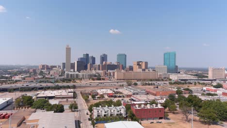 establishing drone shot of fort worth, texas