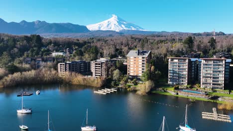 boats on water at pucon in los lagos chile