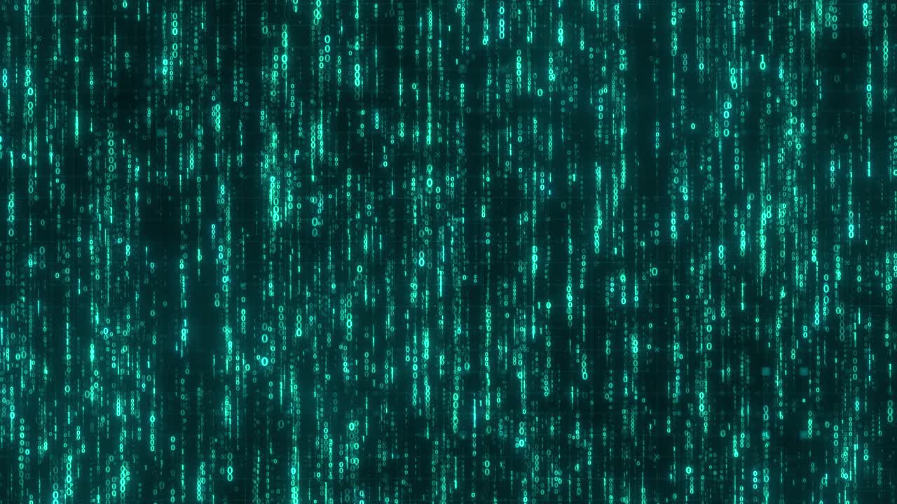Futuristic Digital Binary Numbers Animation Blue Cyber Code Falling Matrix Background Loop