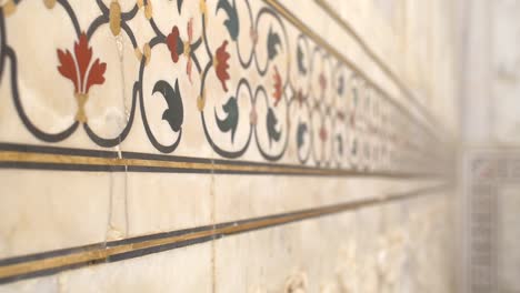 Handheld-Shot-of-Painted-Detail-on-the-Taj-Mahal