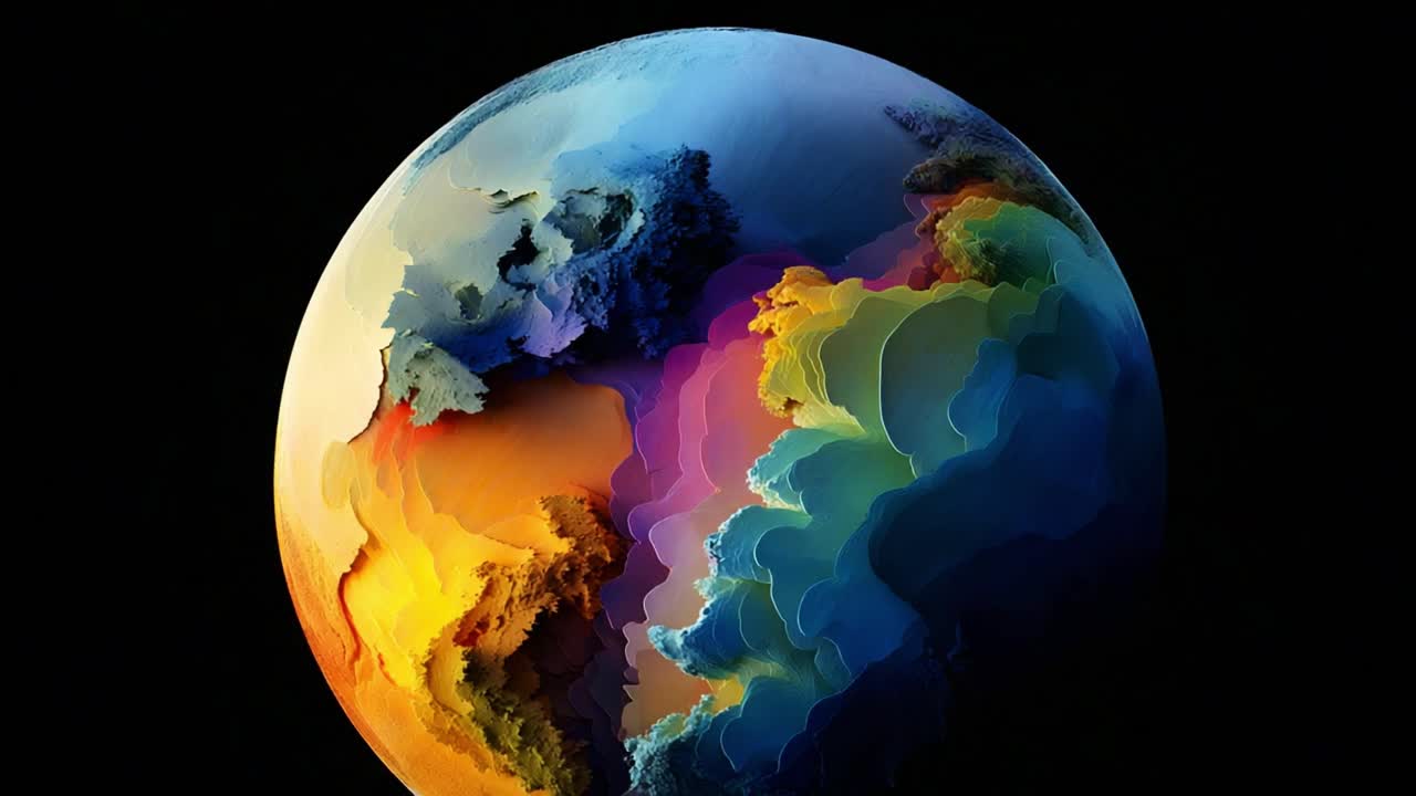 A Stunning Artistic Representation of Earth Showcasing Vibrant Colors and Unique Textures, Capturing the Beauty and Complexity of Our Planet in an Abstract Style
