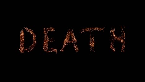 palabra de muerte ardiendo. ámbares ardiendo sobre un fondo transparente. ¡muy hermoso!