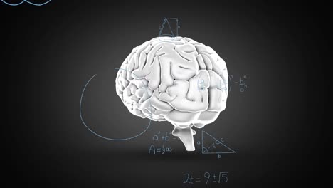 Animation-of-human-brain-spinning-and-mathematical-formulae-on-black-background