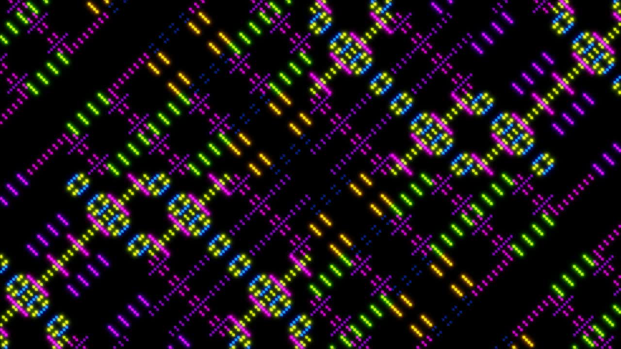 hipnotizante patrón de píxeles con bucles interminables futuristas brillantes y coloridos