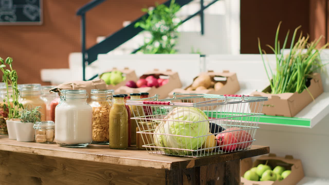 재활용 가능한 항아리에 넣은 곡물과 향신료