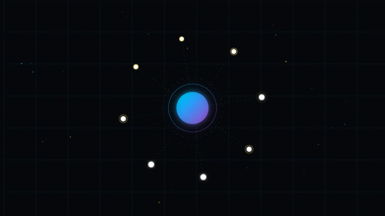 Abstract Digital Animation of Rotating Glowing Orbs