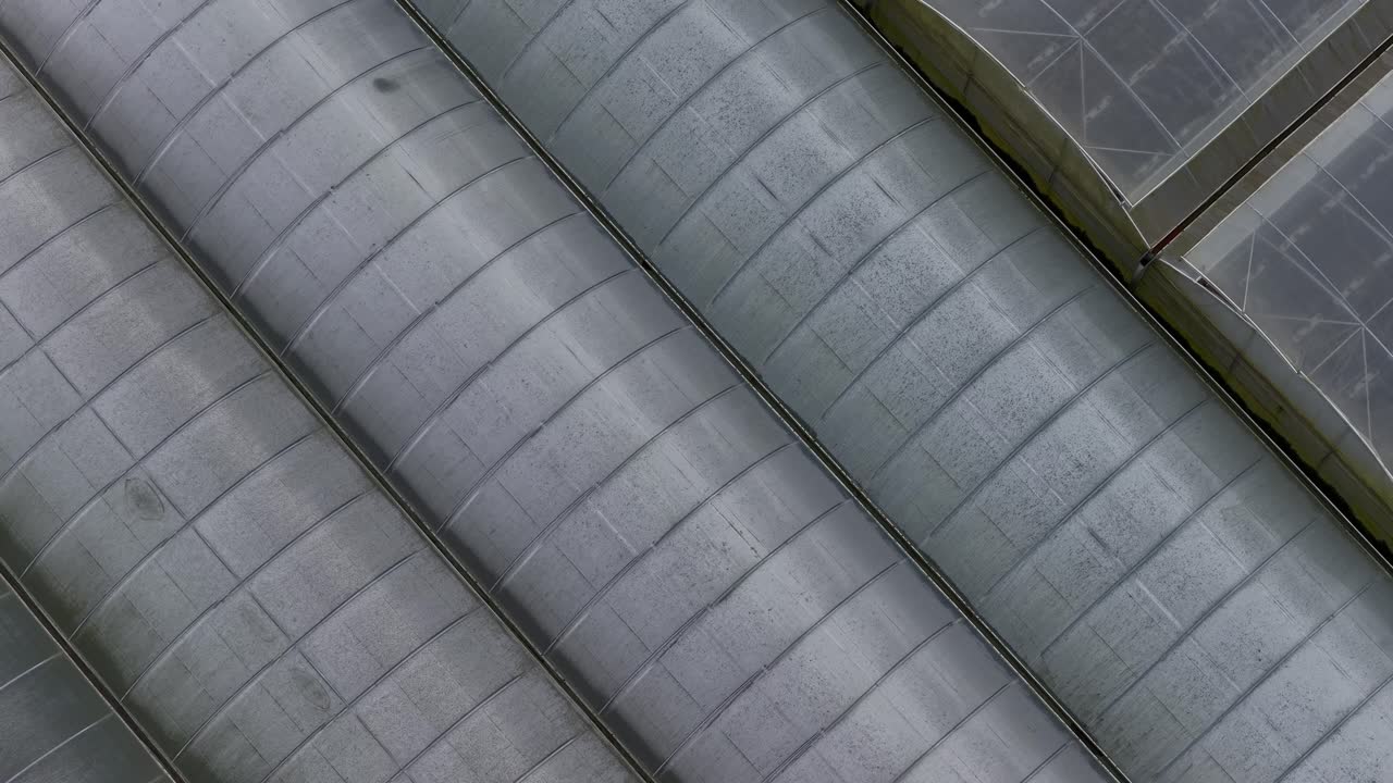 Drone shot of agriculture area in Portugal with a lot of greenhouses. Food production. Food security in European union