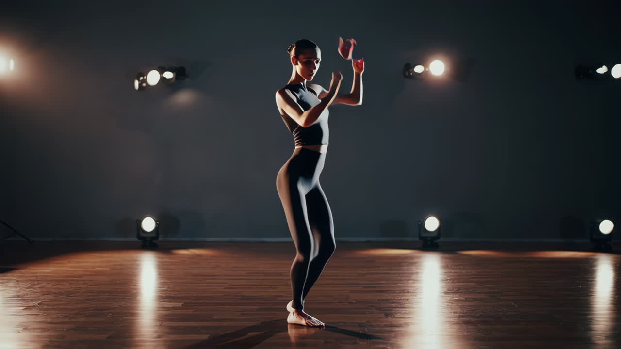 Woman Performing Modern Dance in Studio