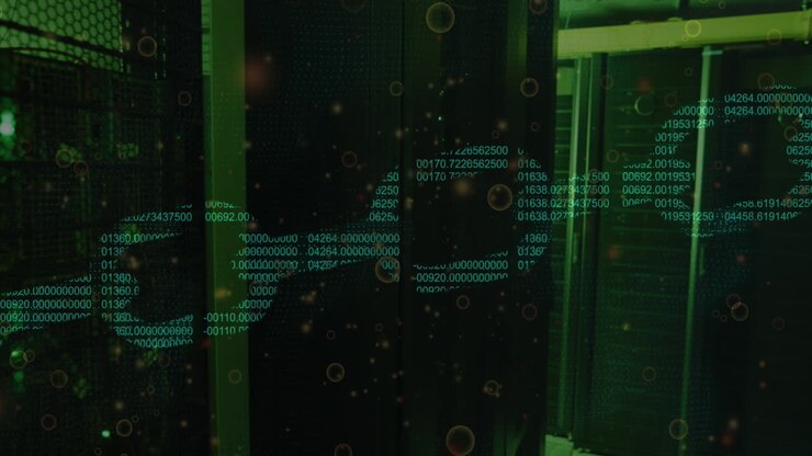 Animation of data processing over server room