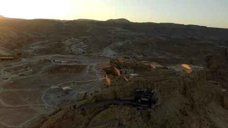 Masada-Restos-Aéreo-Dron-Puesta-De-Sol-Israel-Historia-Herodes-Palacio-Imperio-Romano