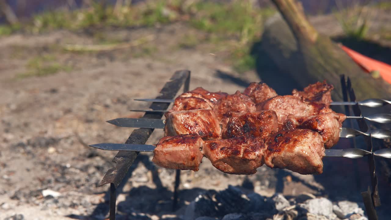 캠프 불 위 에 긴 케