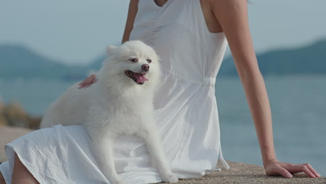 woman and her dog outdoors