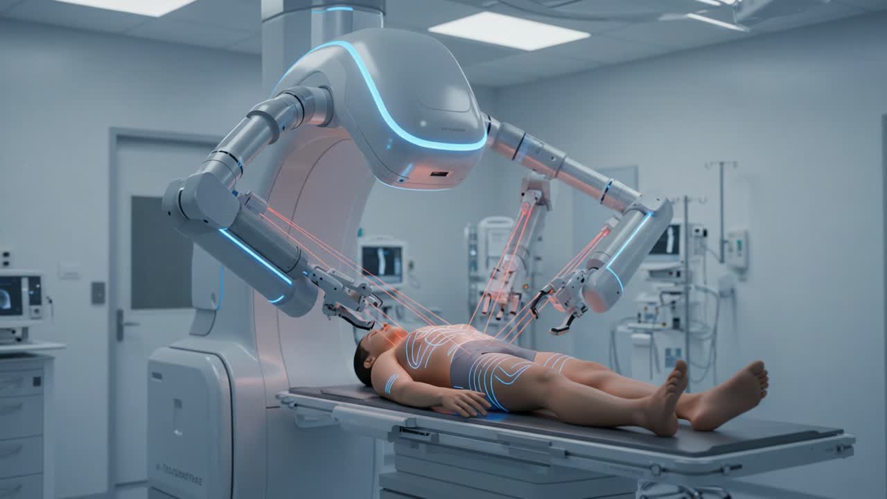 Advanced Robotic Surgery in a Modern Medical Facility: A Cutting-Edge Procedure Showcasing Precision and Innovation in Patient Care and Surgical Technology