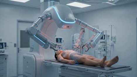 advanced robotic surgery in a modern medical facility: a cutting-edge procedure showcasing precision and innovation in patient care and surgical technology
