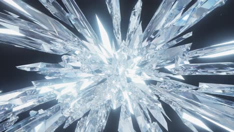 exploding crystal shards with bright light