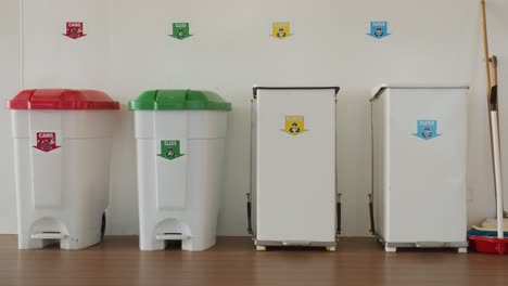 garbage bins. concept of recycling, waste sorting and saving the environment