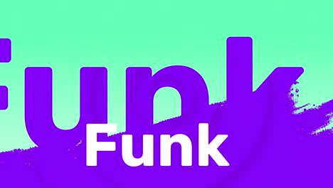 animación de texto funk sobre sombra púrpura sobre fondo azul