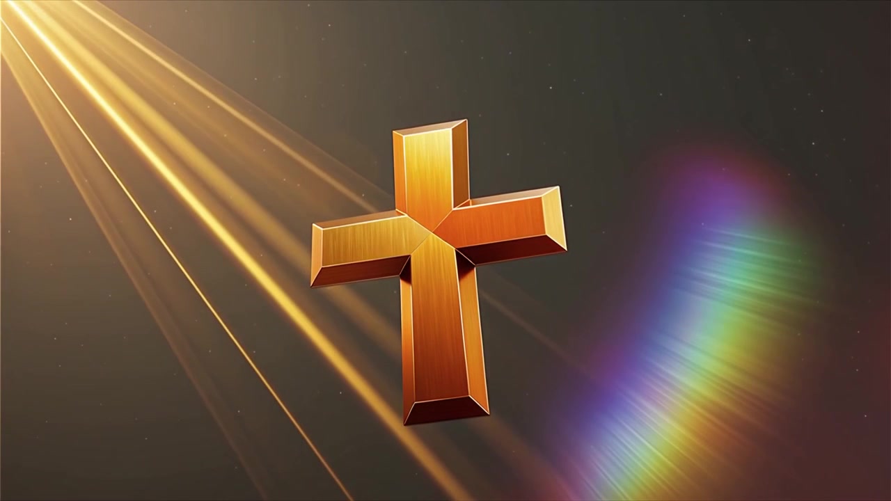 Christelijk Kruis Hemels Licht Aanbiddingsachtergrond.