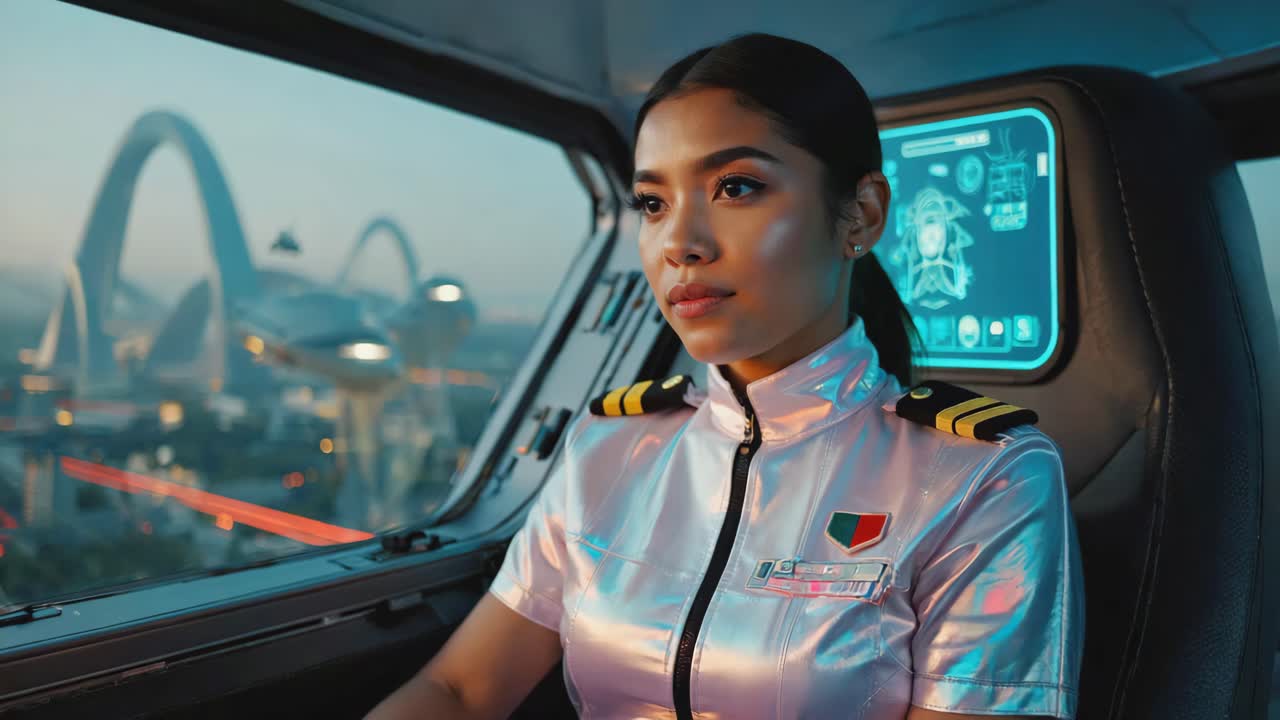 Futuristic Pilot in a Spaceship Cockpit
