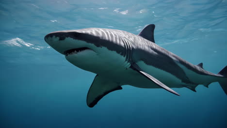 great white shark swimming underwater