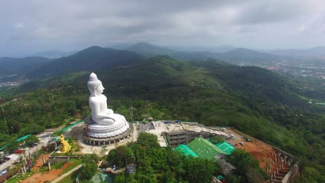 aerial view the beautify big buddha in phuket island