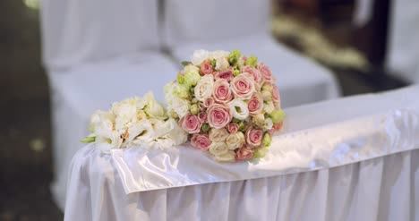 wedding flowers bouquet in church