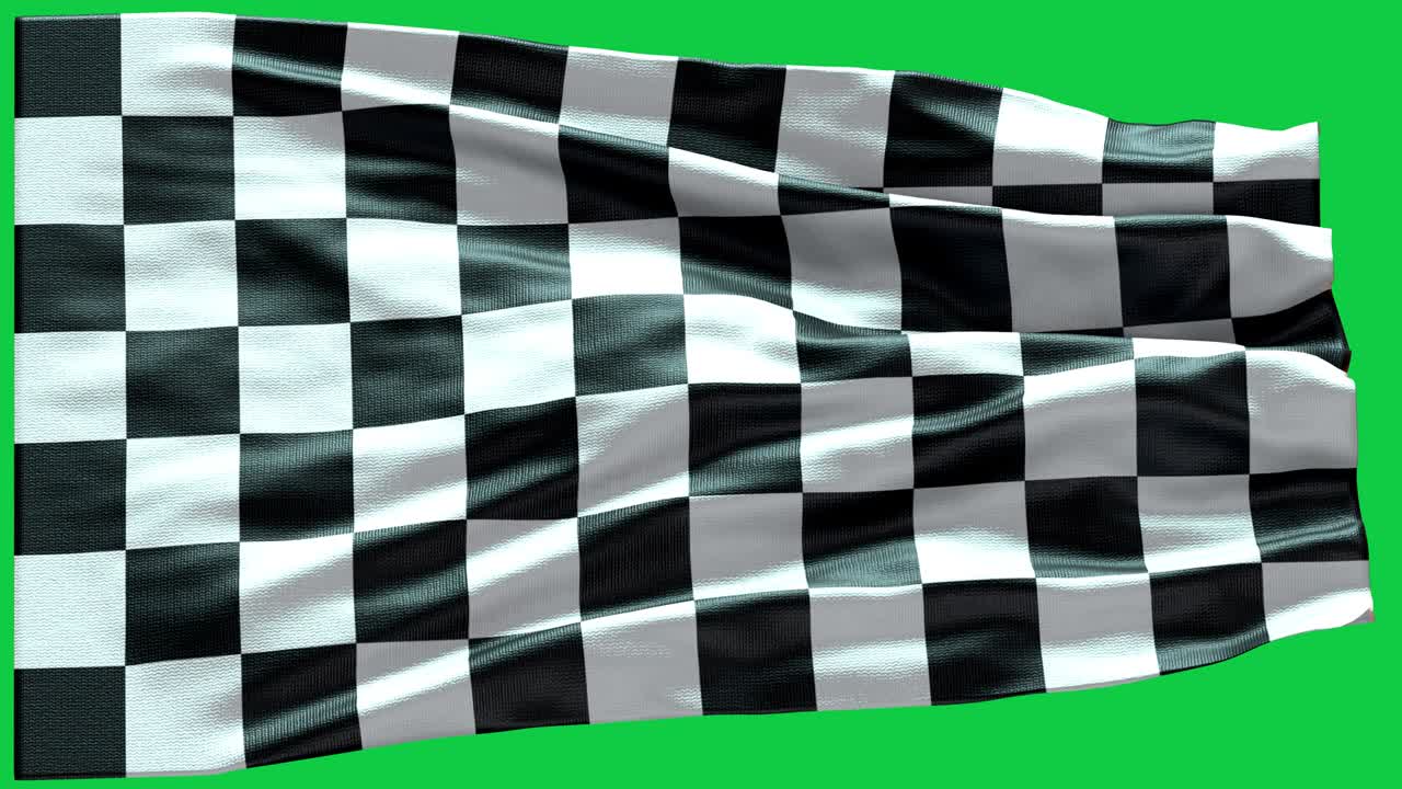 Bandeira quadriculada tremulando ao vento em 4k. Fundo de carro esportivo. Início ou fim de corrida. Bandeira de corrida animada. Bandeira quadriculada em alta definição, 4k altamente detalhada.
