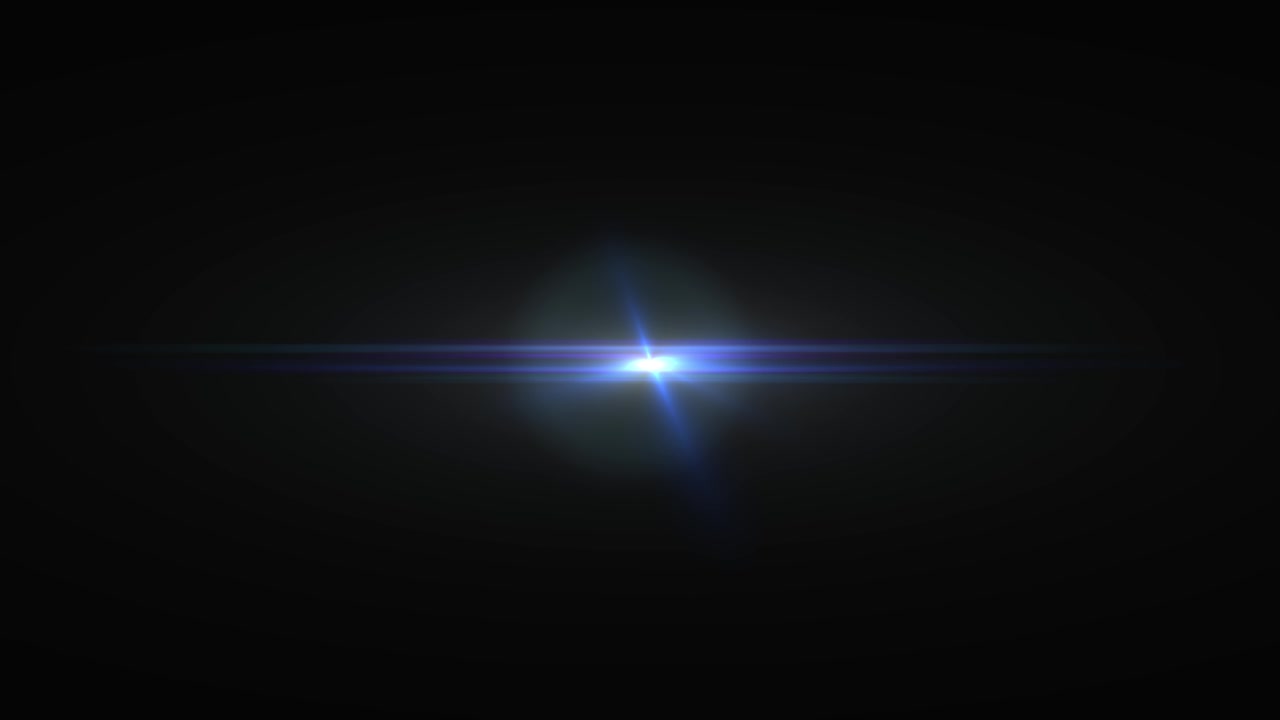 Loop astratto con bagliore centrale blu, splendida stella, riflesso ottico, raggio di luce brillante, animazione rotante su