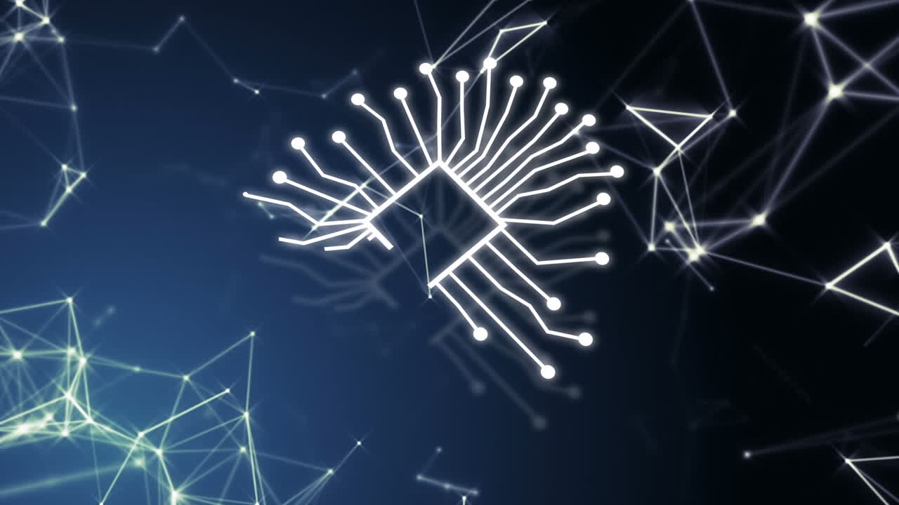 Animation of artificial intelligence text and data processing over connections