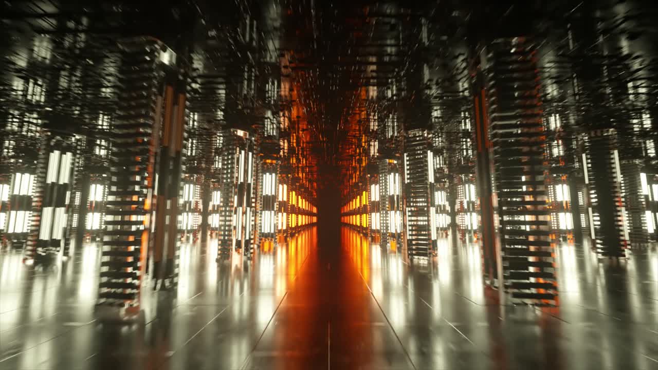 túnel de la ciudad futurista abstracto con estructuras brillantes