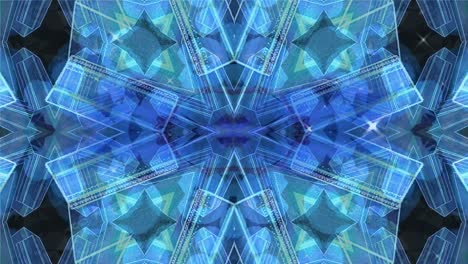 animación de formas azules que se mueven sobre un fondo negro