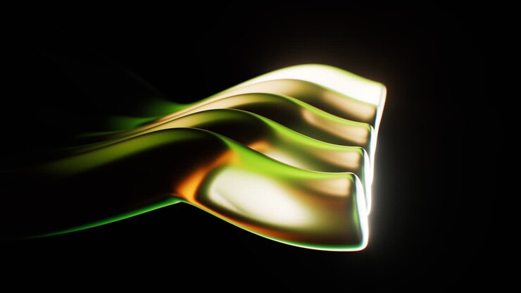 Transparent tube glass geometries with colorful lights, 3d rendering