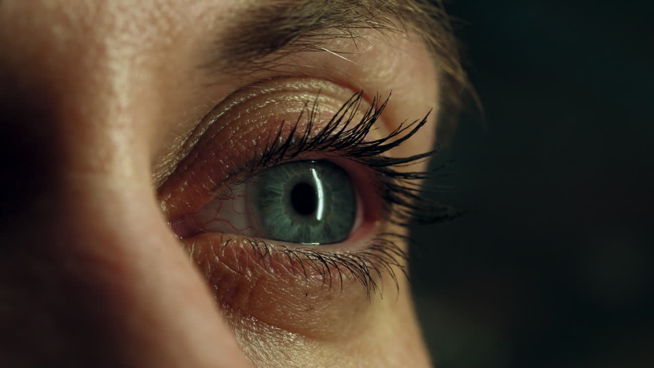 Left Eye Of A Person - Blinking Eye. - closeup shot