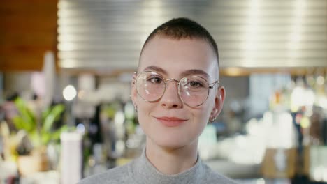 young woman in a cafe