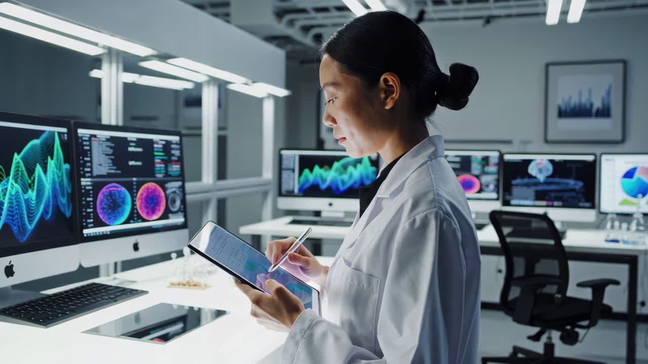 Female Scientist Working in a Modern Lab