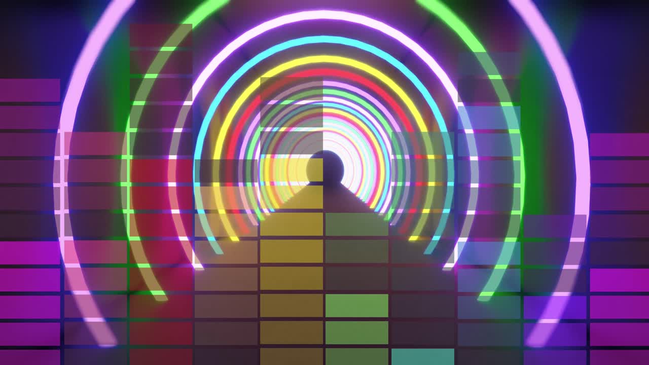 검은색 배경에 있는 원과 모양의 애니메이션