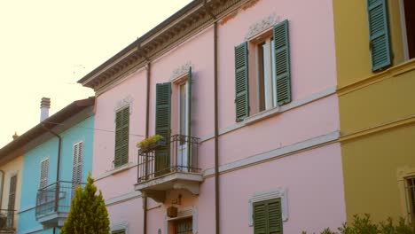 exterior of residential buildings in the old town of forli in italy