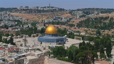 golden dome of the rock and the western wall, aerial view