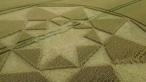 micheldever crop circle 2023 low aerial view orbiting strange hampshire geometric wheat field farmland vandalism