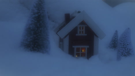 Miniature-Santa's-Home-in-Winter-Wonderland-at-Dawn